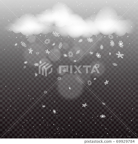 Clouds with snowfall template dark background-插圖素材[69929784 