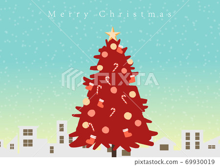 聖誕賀卡紅色樅樹中午 聖誕賀卡紅色樅樹中午 69930019
