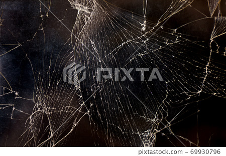 Broken smartphone black screen texture. 69930796
