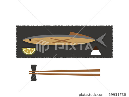 Saury grilled with salt 69931786