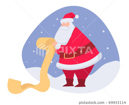 Santa Claus reading list of wishes for Christmas Santa Claus reading list of wishes for Christmas 69933114