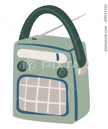 Retro radio with antenna and buttons player vector Retro radio with antenna and buttons player vector 69933202
