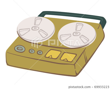 Old school magnetophone with handle and bobbins Old school magnetophone with handle and bobbins 69933223