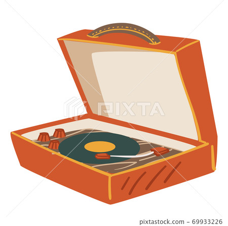 Old school vinyl player with plate and needle 69933226