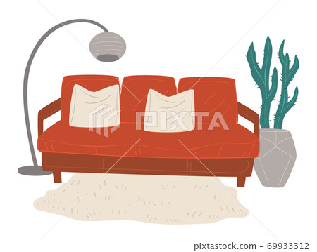 Living or sitting room interior, sofa and lamp Living or sitting room interior, sofa and lamp 69933312