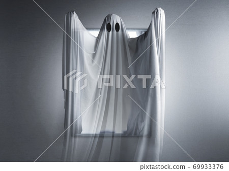 White ghost haunting the abandoned house 69933376