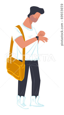 Student male character hurrying for lesson in university 69933659