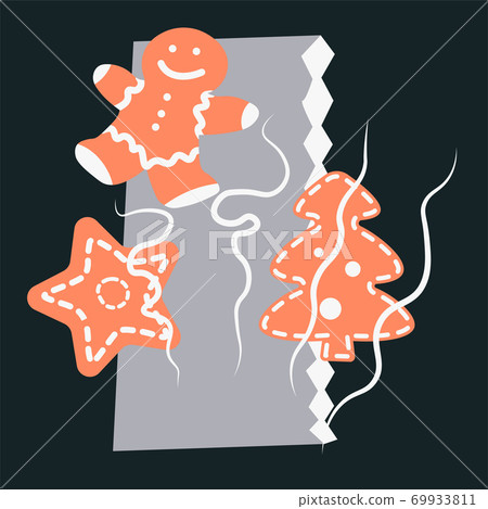 Christmas gingerbread cookies in shape of star and pine tree Christmas gingerbread cookies in shape of star and pine tree 69933811