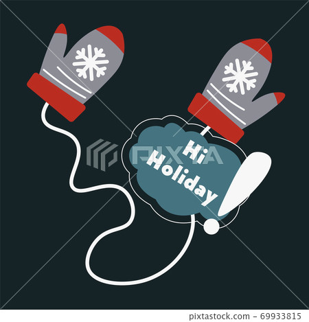Hi holidays christmas celebration, mittens with snowflake vector Hi holidays christmas celebration, mittens with snowflake vector 69933815