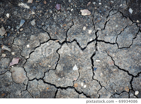 colorful surface of dry clay with cracks 69934086