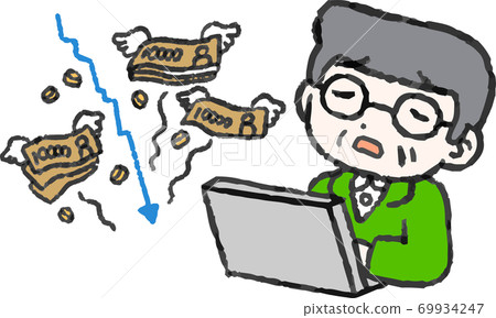 Crash loss Unrealized loss Old age fund Grandpa Old man 69934247