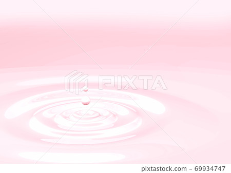 Baby pink liquid with drops and ripples, background material 69934747