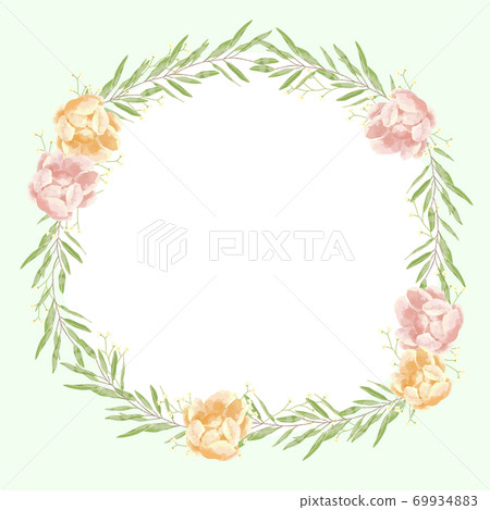 玫瑰花,勿忘我和桉樹的框架,帶有柔和的觸感 玫瑰花,勿忘我和桉樹的框架,帶有柔和的觸感 69934883