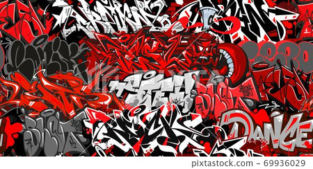 Abstract Graffiti Street Art Seamless Pattern. Vector Illustration Background Art 69936029