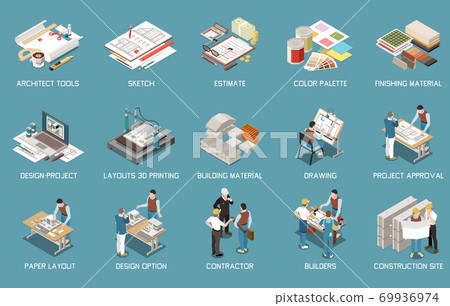Architect Isometric Icon Set 69936974
