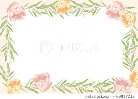 玫瑰花，勿忘我和桉樹的框架，帶有柔和的觸感 69937212