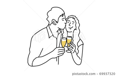 Young man kissing a girl 69937320