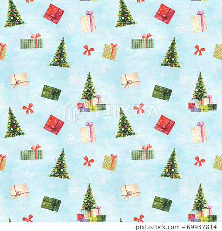 Watercolor christmas seamless pattern - Stock Illustration [69937814 ...