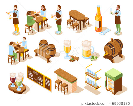 Beer Pub Isometric Icons Beer Pub Isometric Icons 69938180