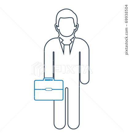 Businessman line Icon with briefcase on hand. Editable vector EPS. 69938504