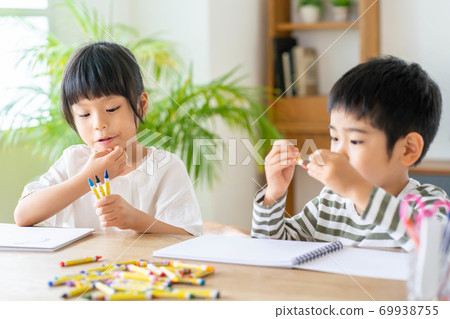 Brothers living room drawing siblings 69938755