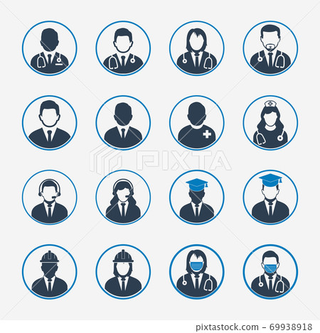 People profile icons of different profession. Editable Vector EPS Symbol Illustration. 69938918