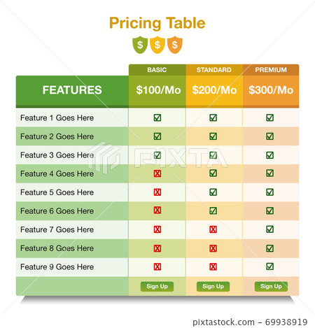 Pricing Table Templet Design. Vector EPS. Pricing Table Templet Design. Vector EPS. 69938919