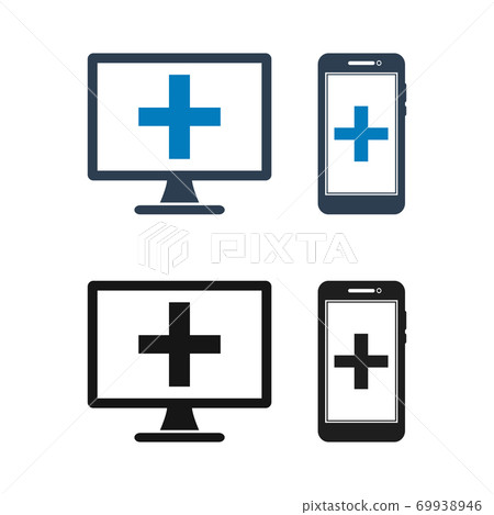 Online Healthcare Icon Set. Flat style vector EPS. Online Healthcare Icon Set. Flat style vector EPS. 69938946