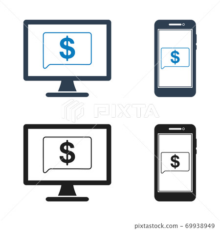 Online Banking Icon Set. Flat style vector ESP. Online Banking Icon Set. Flat style vector ESP. 69938949