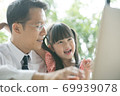 businessman working from home and watching child. 69939078