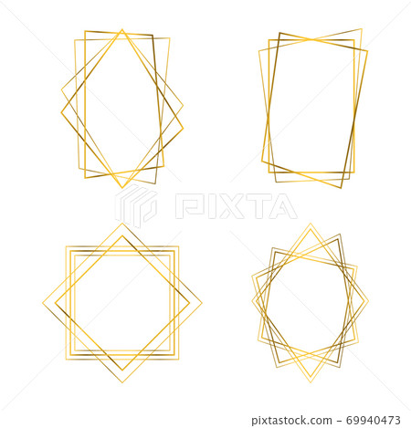Geometrical polyhedron. Gold frame - Stock Illustration [69940473] - PIXTA