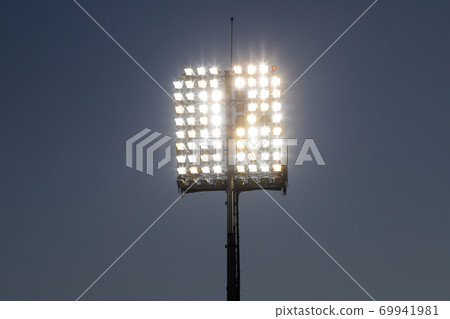 stadium lights reflector and dark blue sky 69941981