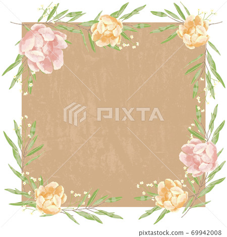 玫瑰花，勿忘我和桉樹的框架，帶有柔和的觸感 69942008