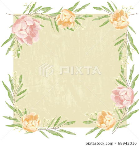 玫瑰花，勿忘我和桉樹的框架，帶有柔和的觸感 69942010