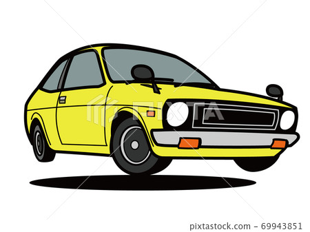 Domestic retro compact car yellow jump car illustration Domestic retro compact car yellow jump car illustration 69943851