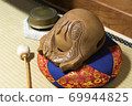 Japanese mokugyo placed between Buddhist altars 69944825