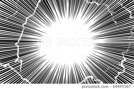 卡通風格背景素材：集中線和閃電效果 69945567