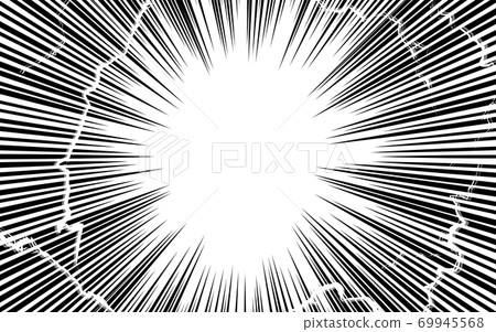 卡通風格背景素材：集中線和閃電效果 69945568