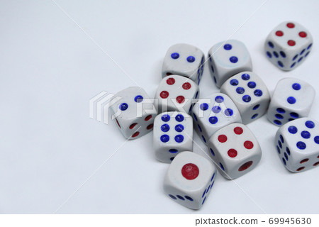 White dice put randomly isolated on white background.  69945630