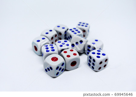 White dice put randomly isolated on white background. White dice put randomly isolated on white background. 69945646