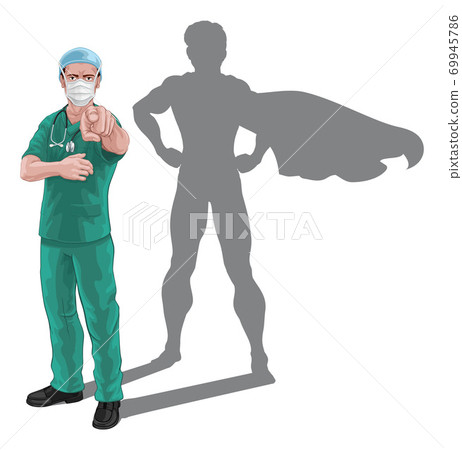 Superhero Nurse Doctor with Super Hero Shadow Superhero Nurse Doctor with Super Hero Shadow 69945786