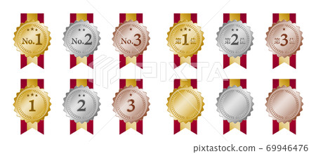 Ranking icon material set of three-dimensional medal illustration Ranking icon material set of three-dimensional medal illustration 69946476