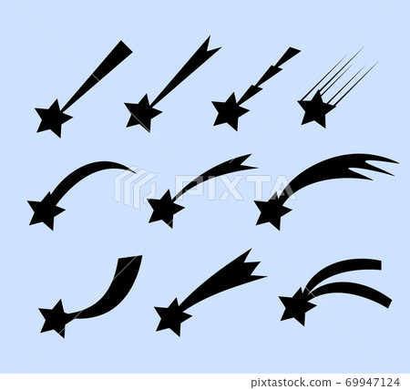 Falling stars vector set. Shooting stars isolated from background. Icons of meteorites and comets. 69947124