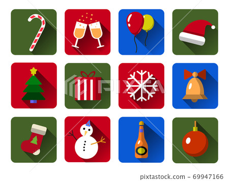 Set of Christmas vector icons. Flat with long... - Stock Illustration ...