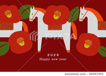 2026 Horse Year New Year's card template - Stock Illustration [69947493 ...