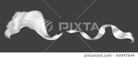 Flying white silk fabric and satin ribbon - Stock Illustration ...