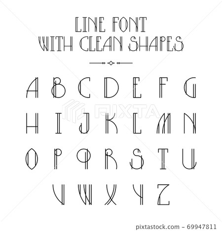 Lined hipster styled trendy font with minimalistic thin shapes Lined hipster styled trendy font with minimalistic thin shapes 69947811