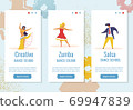 Dancing flat cartoon characters Web banner stories set 69947839