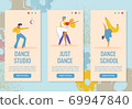 Dancing flat cartoon characters Web banner stories set 69947840