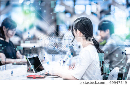 Business scene in a shared office 69947849